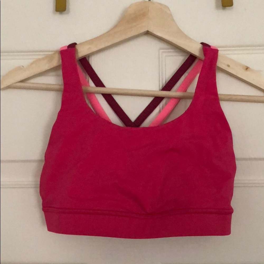 Pink Strappy Sports Bra